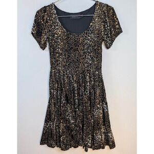 MINKPINK Velvet Burnout Dress XS Animal Print Babydoll Mini Dress Whimsy Goth